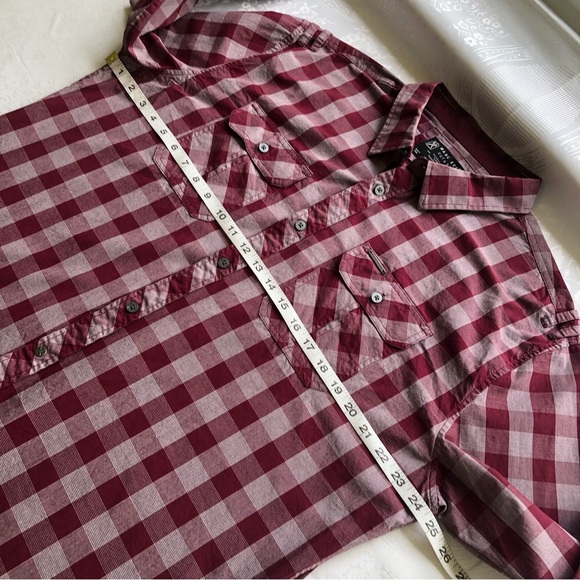 Marc Ecko Men’s Size XL Marron Checkered Long Sleeves Dress Shirt Button-Up Top - Picture 9 of 15